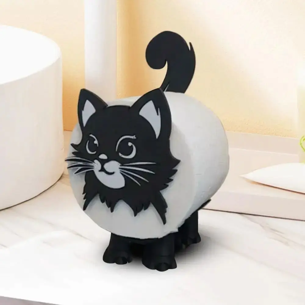 

3D Printed Cat Cat Toilet Paper Holder Cute Decoration Roll Holder Organizer Adorable Toilet Paper Stand Bathroom