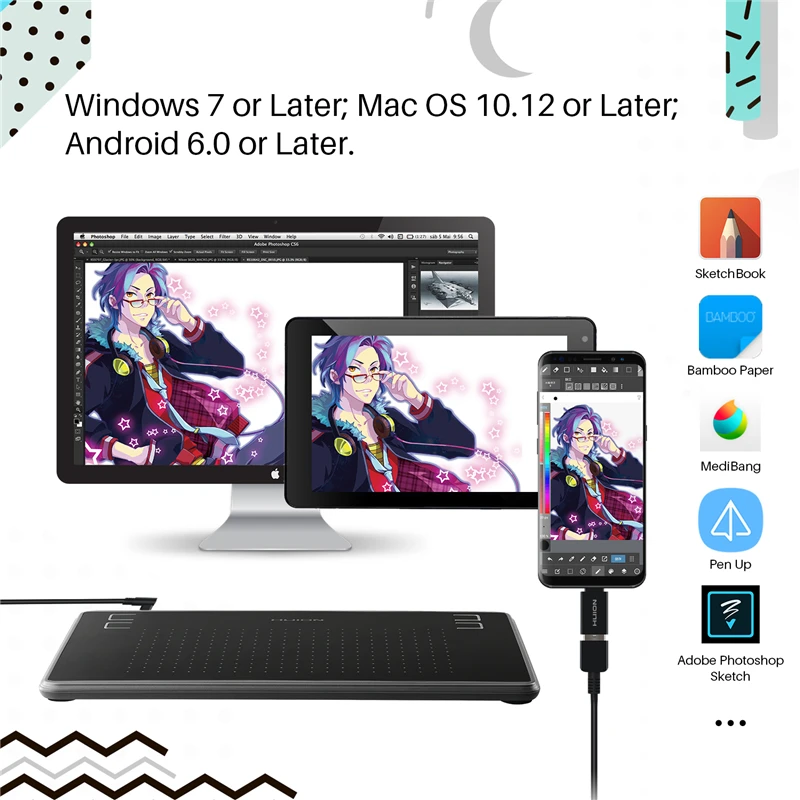 Stock H430P Animation Design Artist Board Electronic Signature Pad Digital Pen Graphic Drawing Tablet