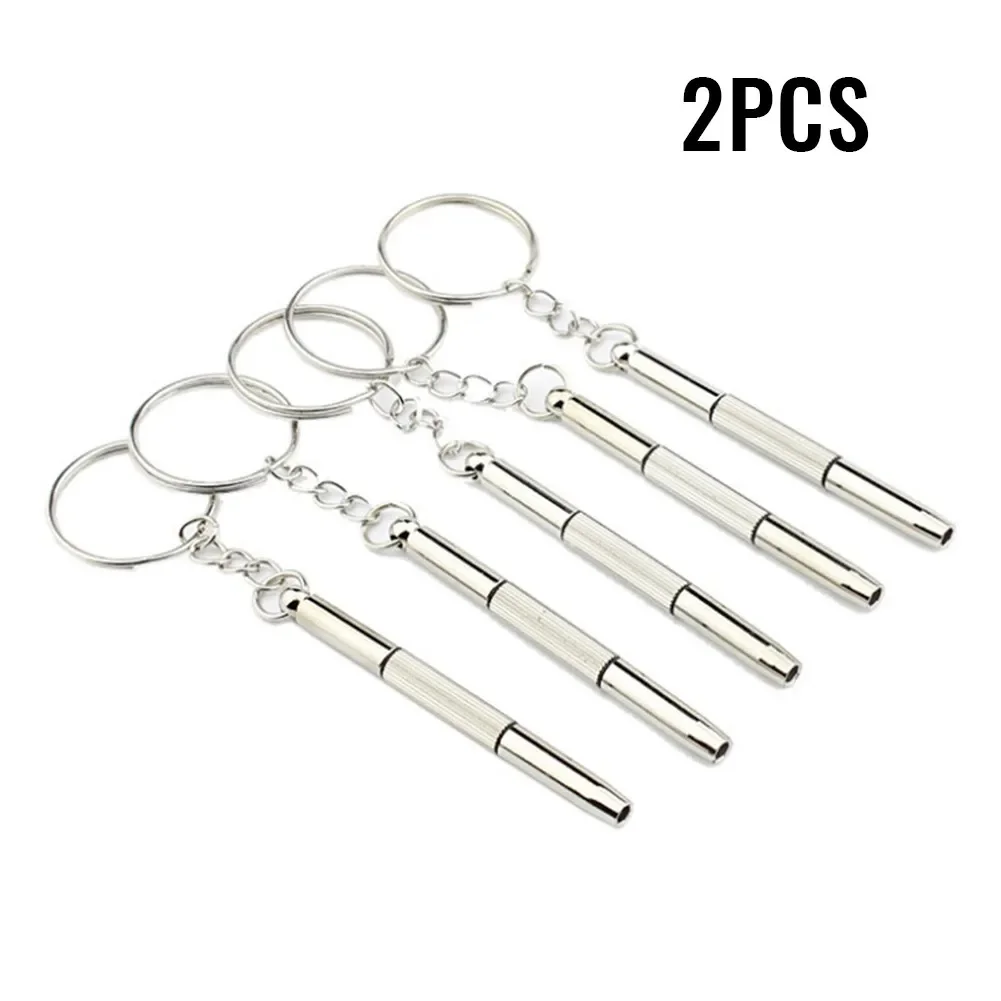For Glasses Phone Watch Repair 2PC Mini 3in1 Screwdriver Set With Slotted For Phillips And Hex Tips Screwdriver Keychain