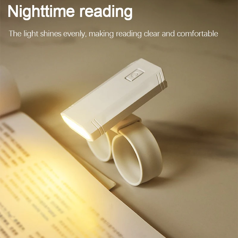 

Портативный книжный светильник, наручный держатель для книг, зарядка через USB, зажим для чтения, настольный светильник, бесступенчатое затемнение, защита глаз, креативный светодиодный ночник