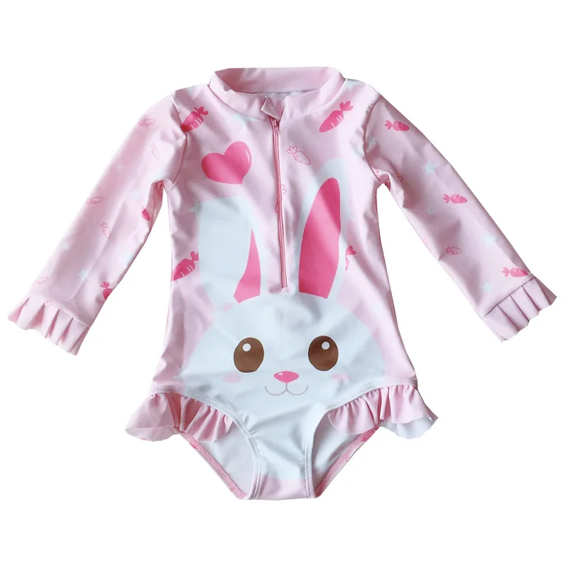 

HappyFlute Conjoined Baby Long Sleeve Sun Protection Baby Cute Bunny Princess Girls Swimsuit