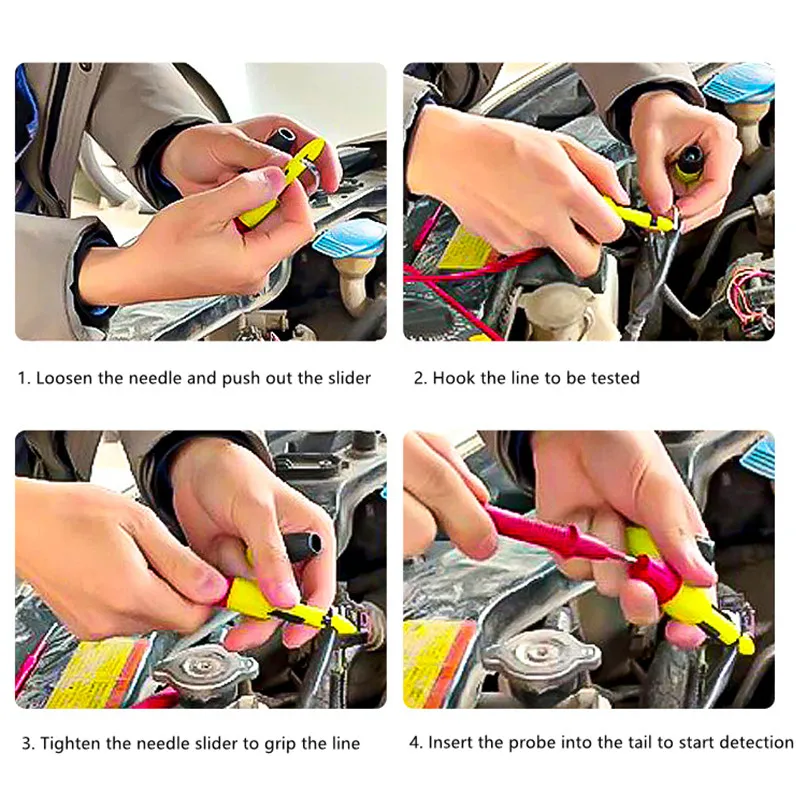 Insulation Wire Piercing Puncture Probe Test Hook Clip with 2mm/4mm Socket Automotive Car Repair