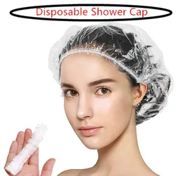 Gorro de ducha desechable de plástico para mujer, gorro de baño elástico impermeable para salón de Spa, Hotel, tinte para el cabello, baño, Rosa, cocina