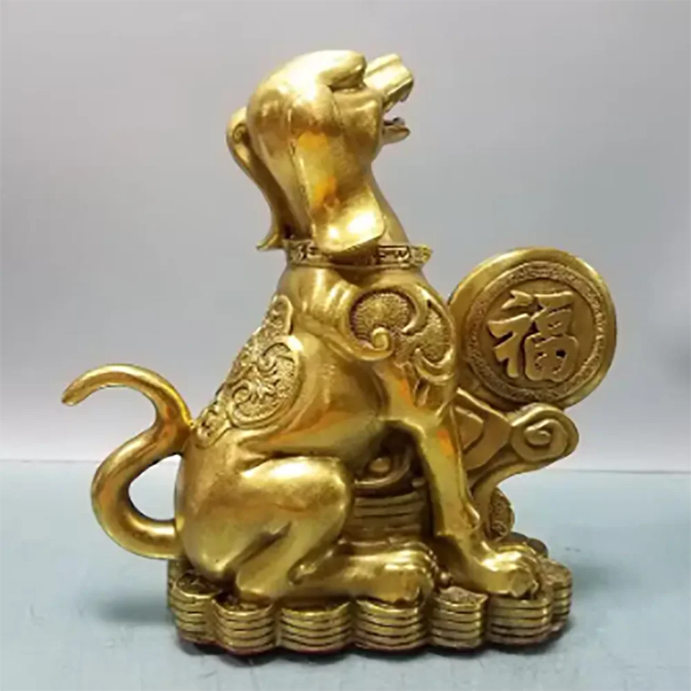 

Collection Seiko Brass recruit wealth dog Statue Desktop Ornament Animal Figurines Decoration Crafts Home Decor