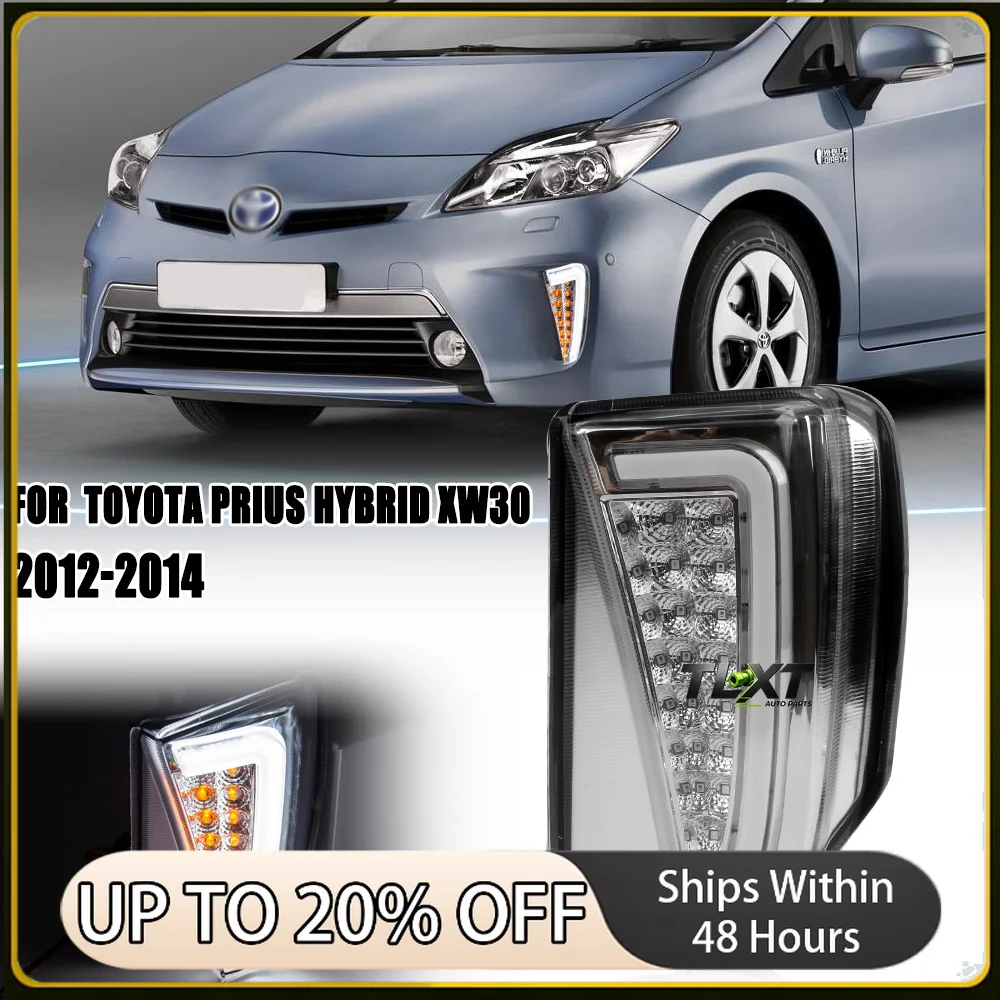 1Set LED Front Bumper Fog Lamp DRL Daytime Running Lights Yellow Turn Signals light For Toyota Prius ZVW30 2012 2013 2014