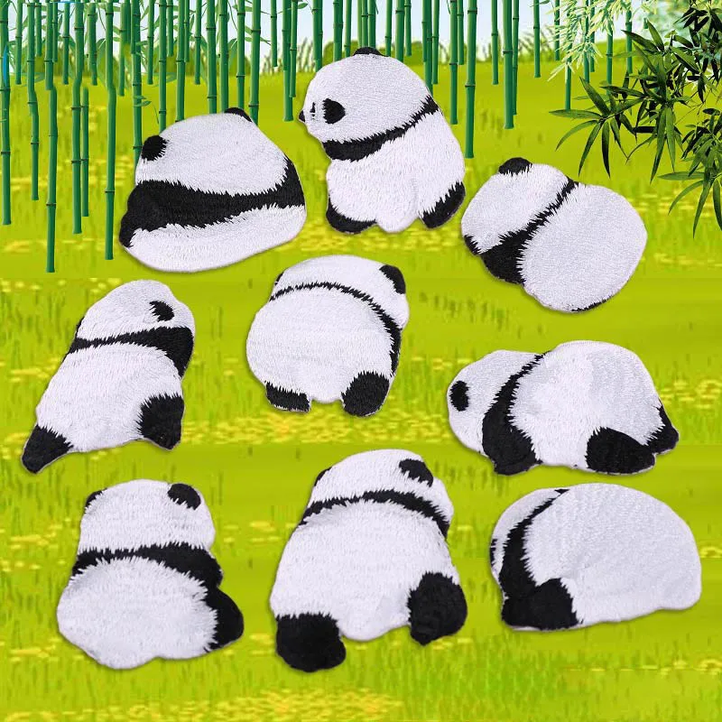 

1 Piece Cheap 5 cm Iron on Embroidery Panda Stickers Cartoon Animal Patch DIY Decoration Applique Back Adhesive