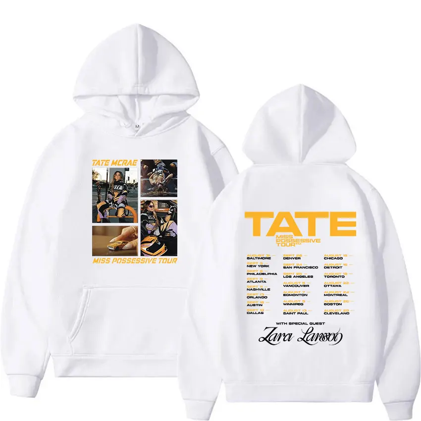 Singer Tate McRae Miss Possessive Tour 2025 Hoodie Men Women Hip Hop Clothing Oversized Sweatshirt Retro Harajuku Fashion Hooded