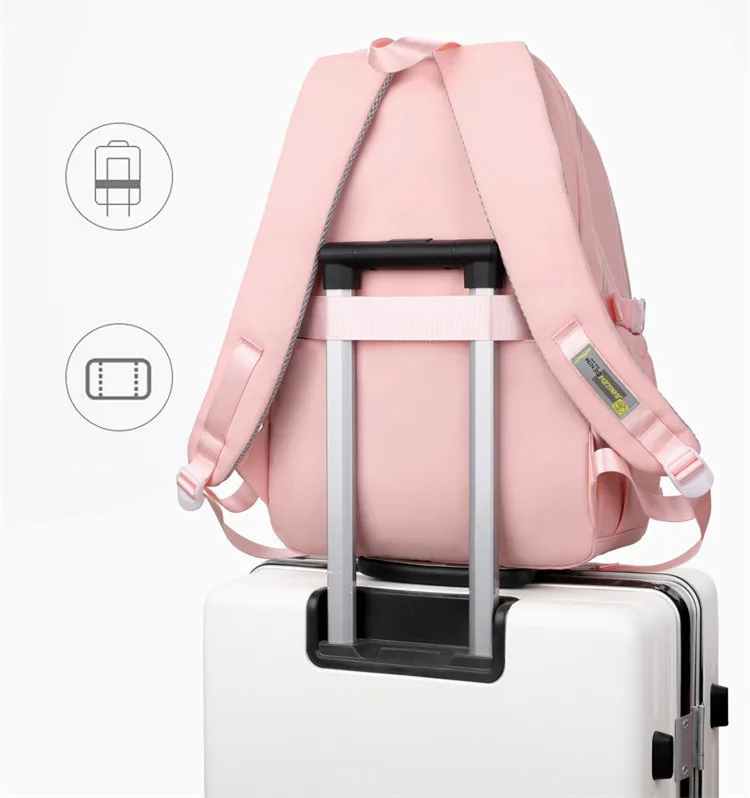 Mochilas escolares impermeables con colgante de conejo para niñas adolescentes, mochilas escolares simples, estilo universitario, 2024