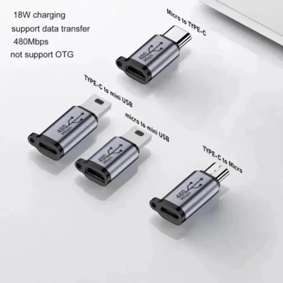 Type C Female to Micro USB/Type Female to Mini USB/Micro USB Female to Type C/Micro USB Female to Mini USB Plug Adapter