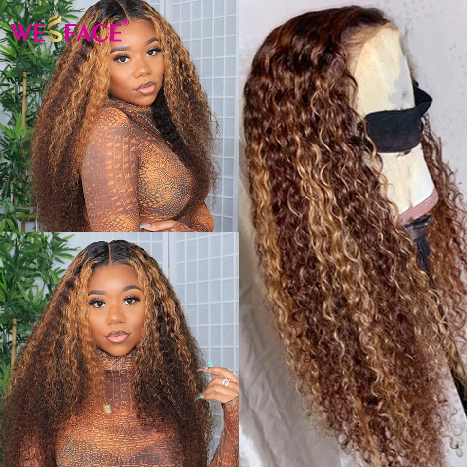 

Highlight Ombre Lace Front Wig Curly Human Hair Wigs Honey Blonde Colored HD Deep Wave Frontal Wigs For Black Women Brazilian