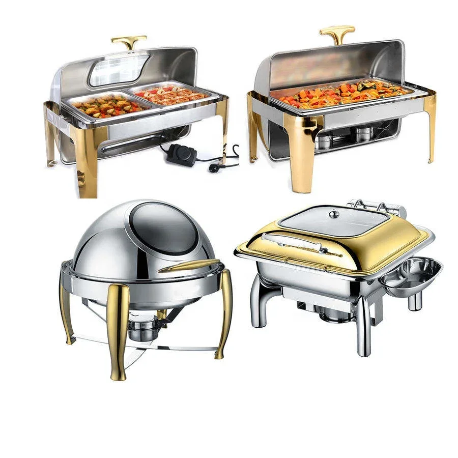 1pcs Roll-Top Chafing Dish Buffet Set Stainless Steel Chaffing Dishes Buffet Food Warmer Set for hotel Restaurant