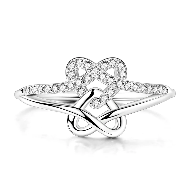 

Original 925 Sterling Silver Sparkling Intertwined Love Ring For Women Girls Jewelry Birthday Anniversary Gifts