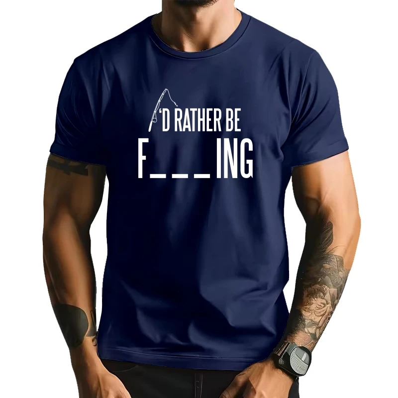 

I'd rather fishing letter funny t-shirt men 100% cotton summer tops tee casual aesthetic tshirt vintage men clothing harajuku