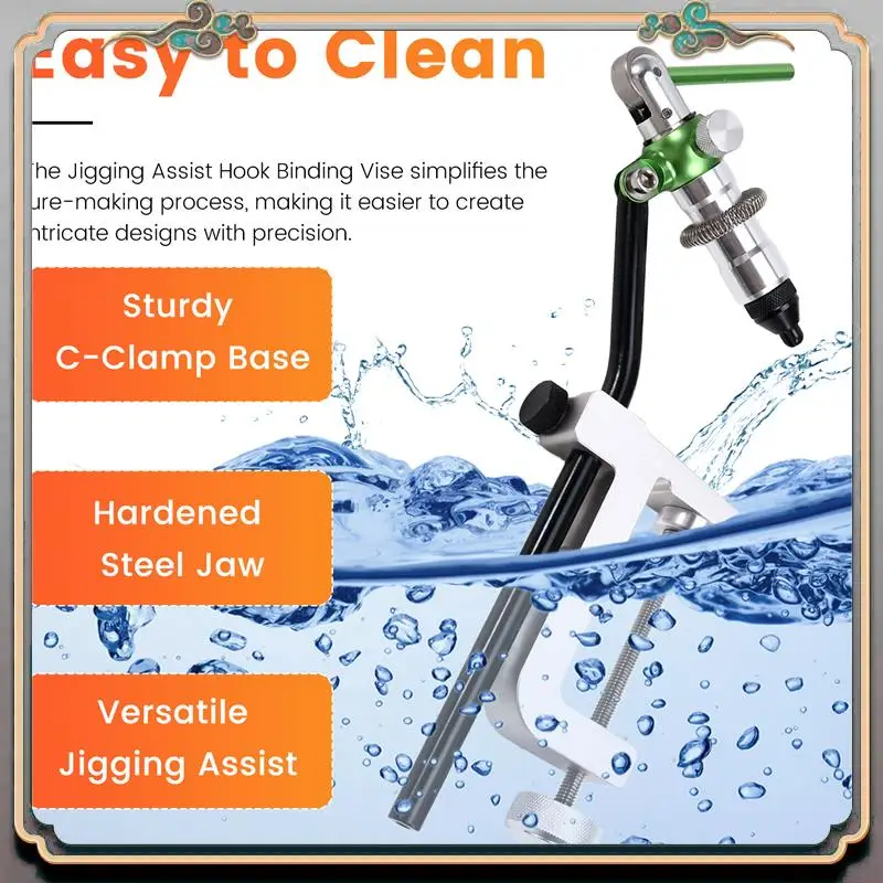 

Durable 360° Rotation C-Clamp Vise Jigging Assist Hook Binding Vise Hardened Steel Jaw Fly Tying Vise Fishing Lure Making Tool