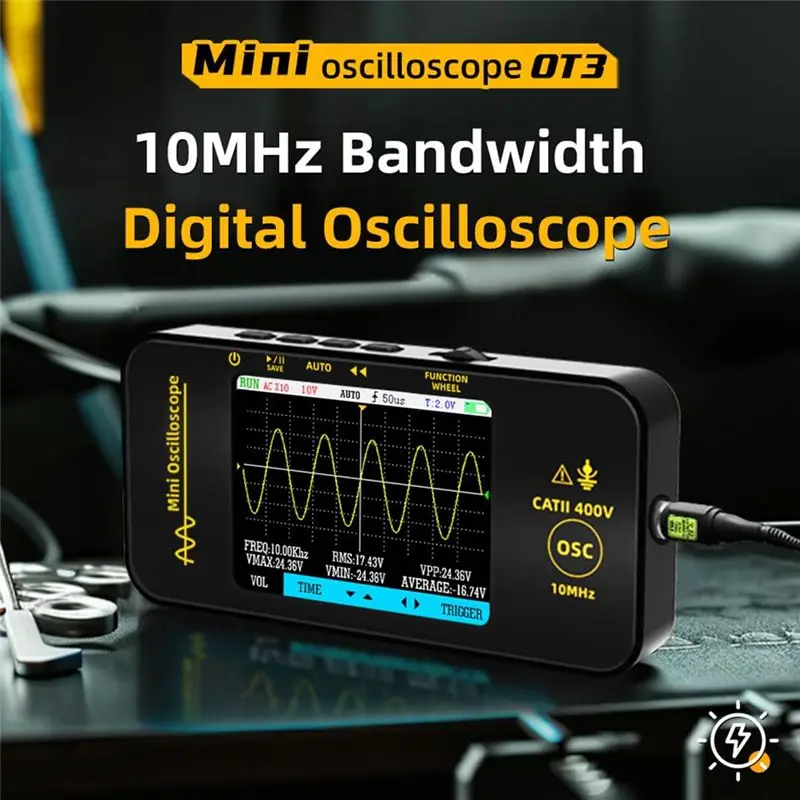 RABIT AS59~ Handheld Oscilloscope 3.2'' TFT Display 10Mhz Bandwidth Automotive Oscilloscope 48Msa/S Sampling Rate Trigger Functi