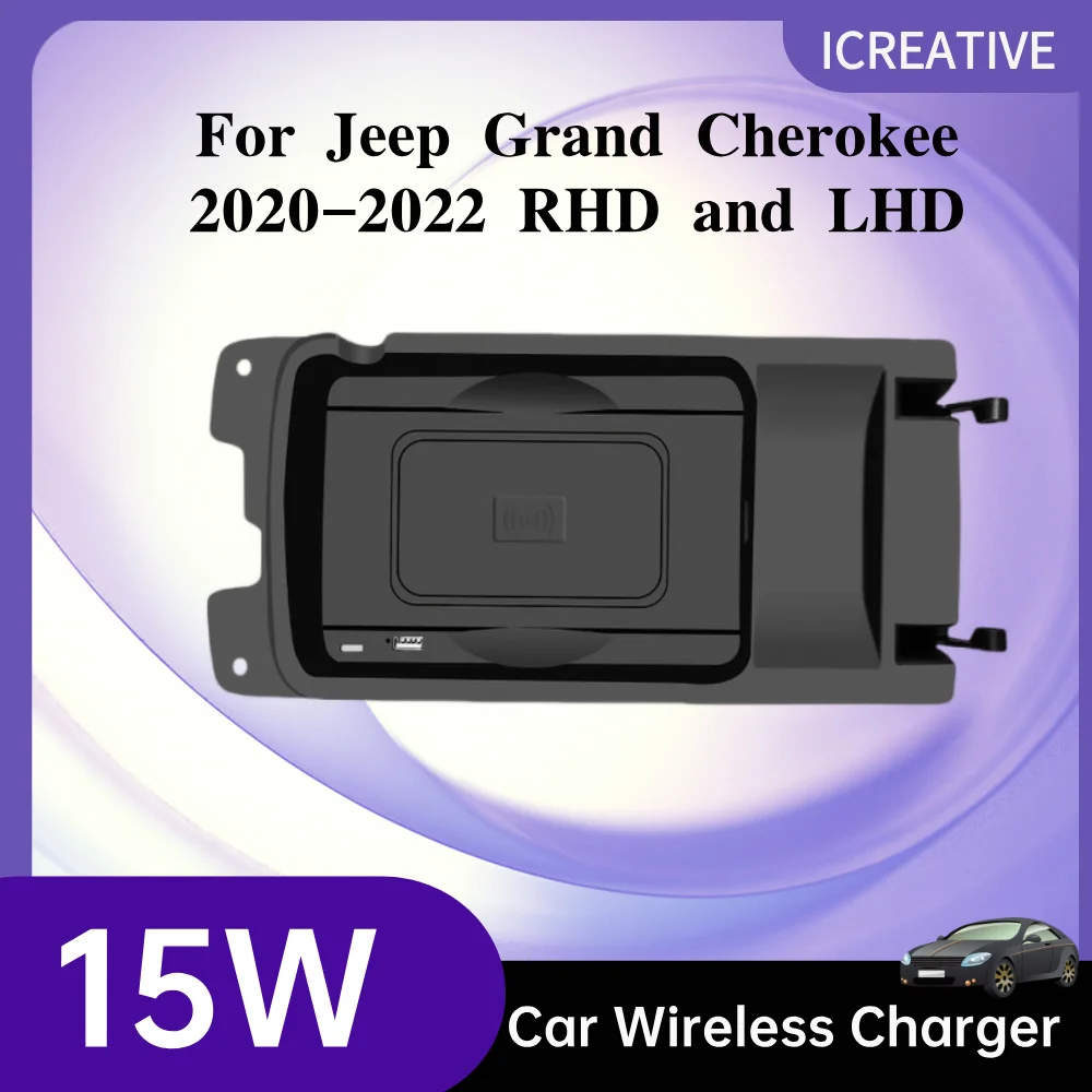 For Jeep Grand Cherokee 2020 2021 2022 RLHD Induction Charging Pad QI 15W fast For Iphone wireless charging cars accessories