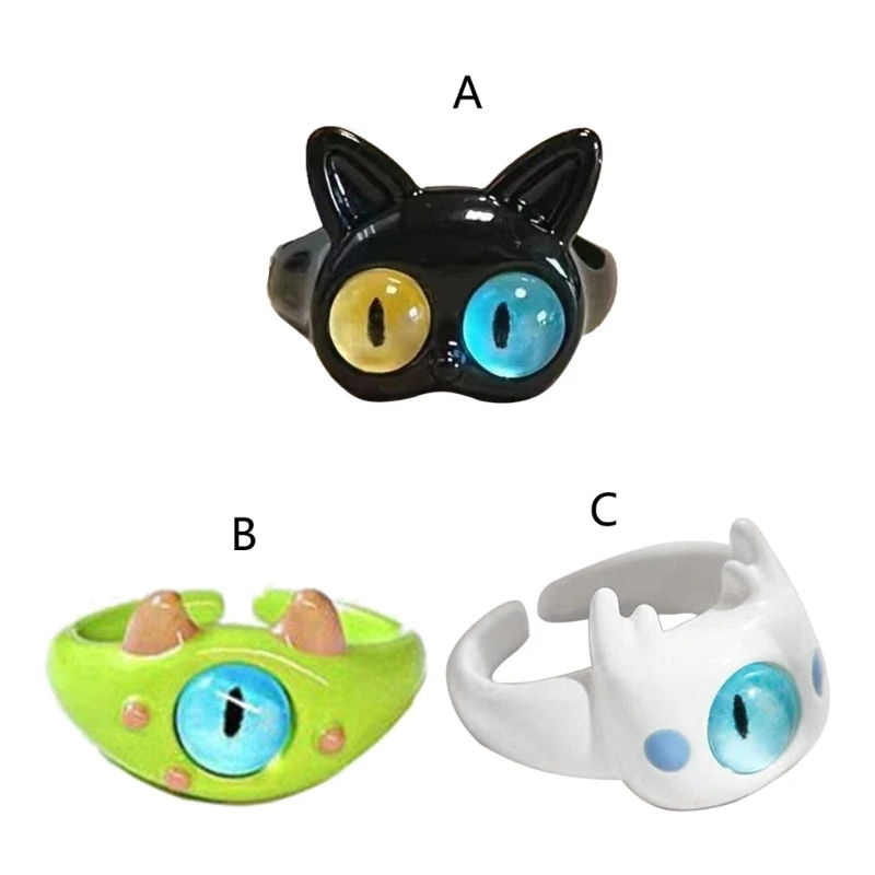 Resin Lightweight Open Rings Children  Ring Animal Finger Ring Handmade Cat Ring Suitable for Women Girls