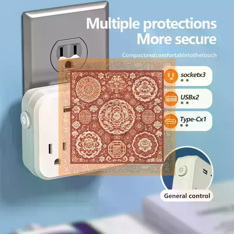 US Plug Socket Power Socket Without Extension Cord Or USB Type-C Port Socket , Two Specifications Suitable For Home Offices