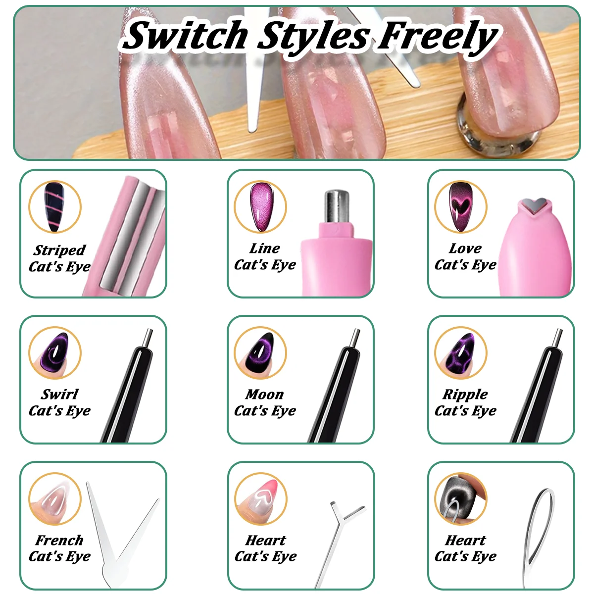 10-delige Cat Eye Nagelmagneet - Nail Art Full Color recensie en prijs