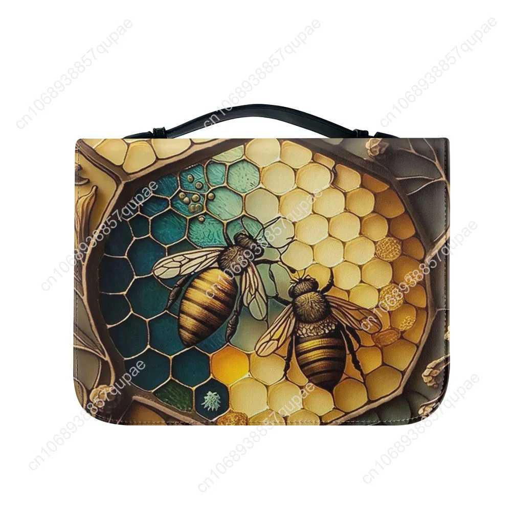 Cute little Bee Print Bible Bags Christian Gifts Personalized Cover Bible Pack Waterproof Leather Bag Pockets Package Case