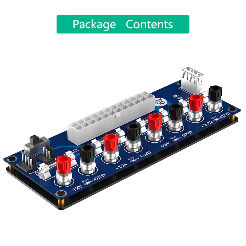 20Pin/24Pin ATX Power Breakout Adapter Power Supply Splitter Module with 5V USB Port Insulation Plastic Base Power Switch for PC