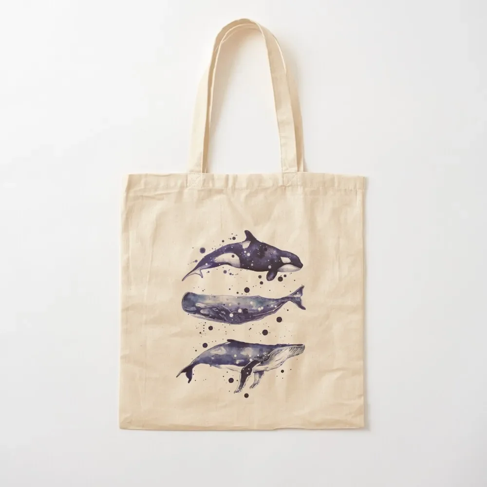 Watercolor Whale Trio in grey Tote Bag great bag Canvas shoulder bag