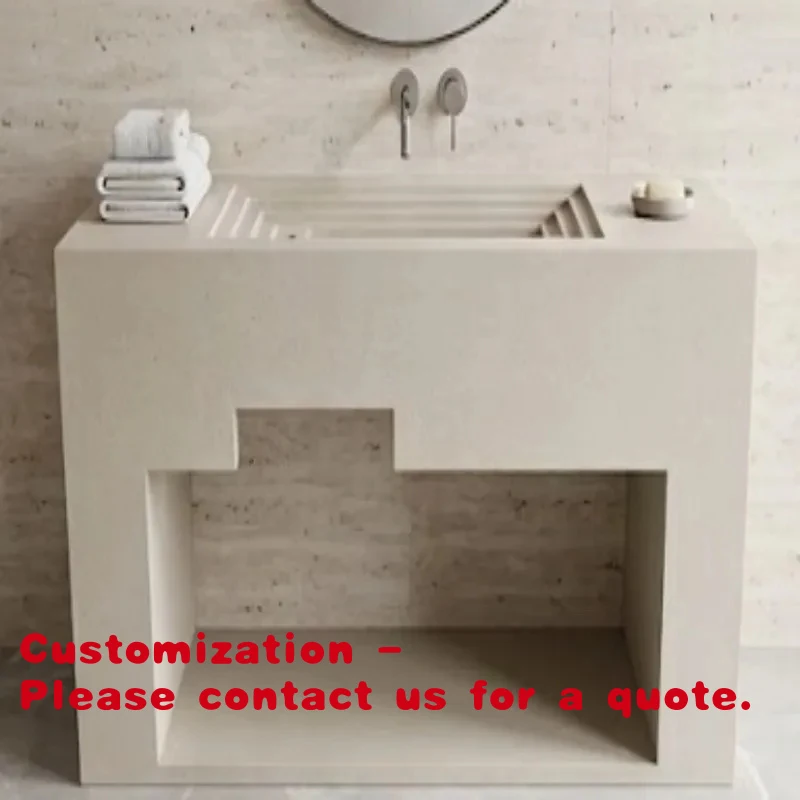 Customize.Shinestone Premium Stone Resin Wash Basin Solid Surface Rectangular Bathroom Sinks Above Counter Artificial Stone Basi
