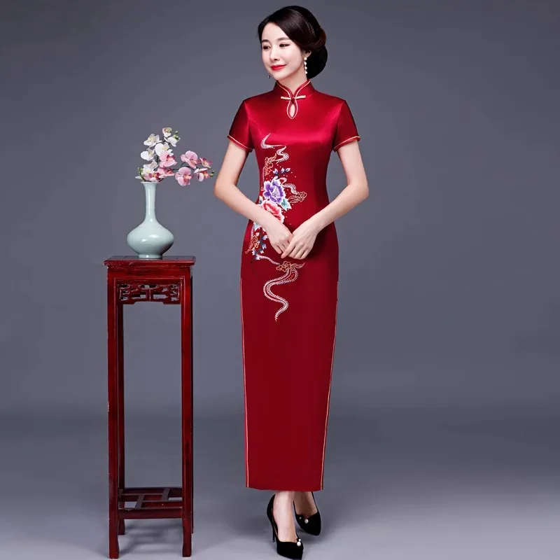 

Cheongsam Improved 2024 New Red Fashionable Elegant Long Temperament Evening Dress