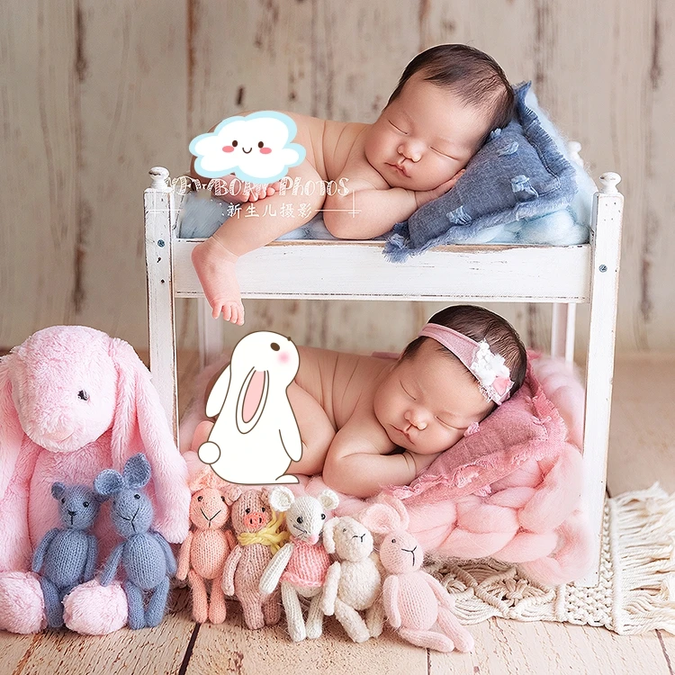 Shining Detachable Full Moon Do Old Twins High Bed Newborn Photography Prop Bed Decorations Baby Shooting Bed