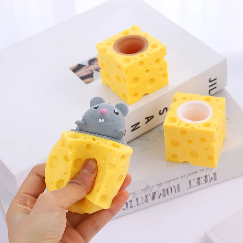 Cheese Mouse Radish Rabbit Squeeze Fidget Toy Funny Stress Relief Squeeze Cup Cute Animal Prank Squeeze Toy For Venting Mood