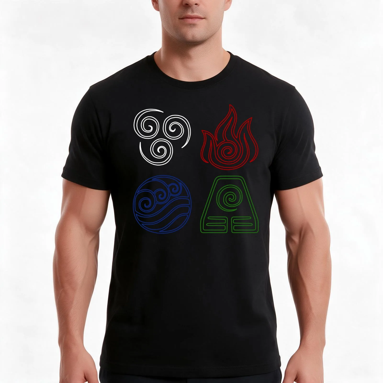 Four Elements Minimalist T-Shirt, Summer Casual Cotton Tee, Oversized Streetwear Tops, Vintage Graphic Print, Unisex Men Women