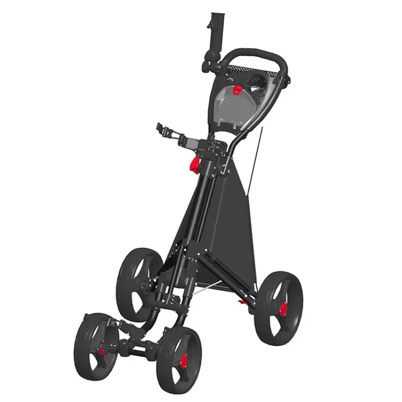 

Factory Hot Selling High Quality Quick Folding 4 Wheel Golf Push Trolley with Umbrella and Scorecard Holder