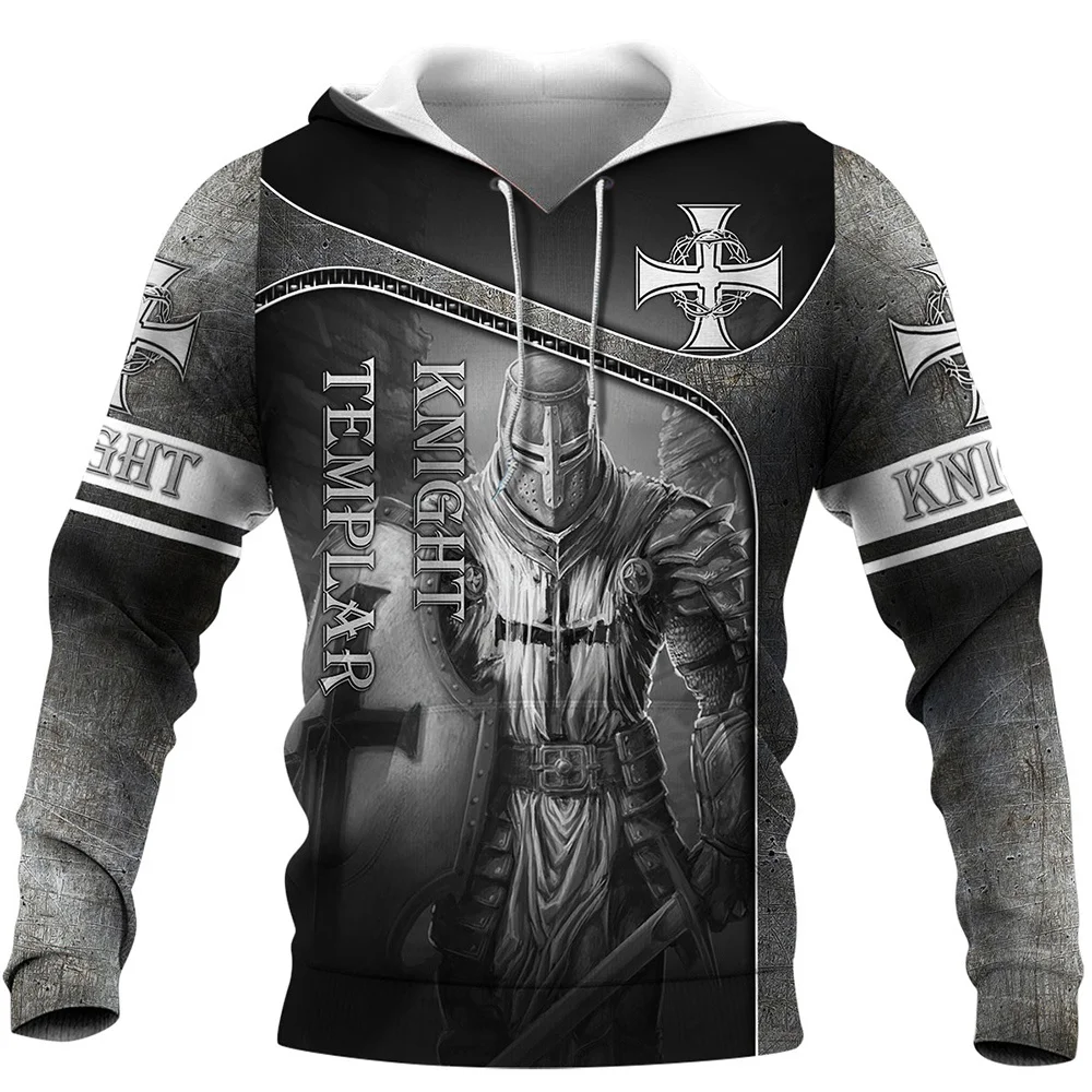 

CLOOCL Men Hoodie Knights Templar Printed Long Sleeves Hoodie 3D Pattern Sweatshirt Women Zip Streetwear Gothic Style Pullover