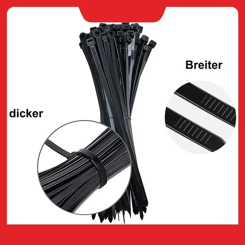 Bridas para cables Paquete negro de 300 mm x 7,6 mm Ultra resistente a los rayos UV con 75 kg Resistencia a la tracción Resistente al calor Durable-N38R