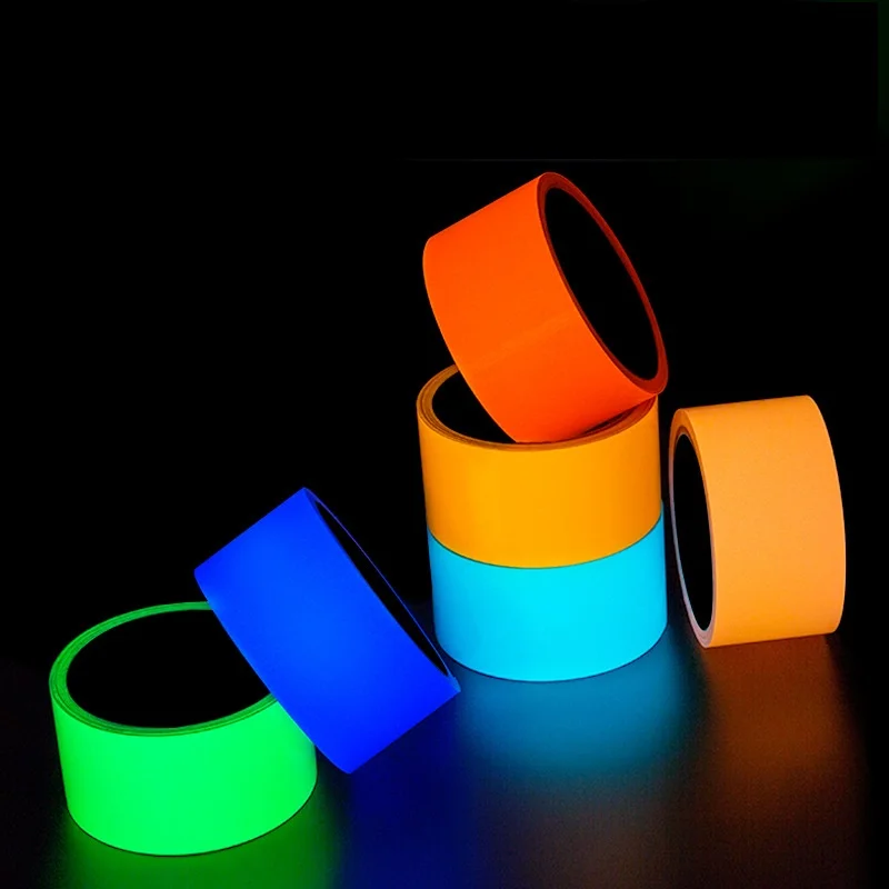 Película fluorescente autoadhesiva protectora de tráfico, cinta luminosa de color, pegatina de advertencia de seguridad contra incendios, paso de escalera, 3cm