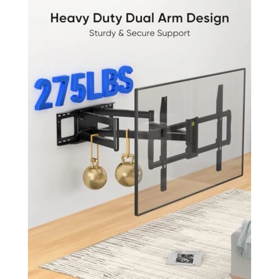 حامل تلفزيون عالي التحمل XXL لكامل الحركة لأجهزة تلفزيونات كبيرة جدًا مقاس 55120 بوصة 98 100 يحمل 275 رطلًا بحد أقصى VESA 900x600 42.9 تمديد Lo