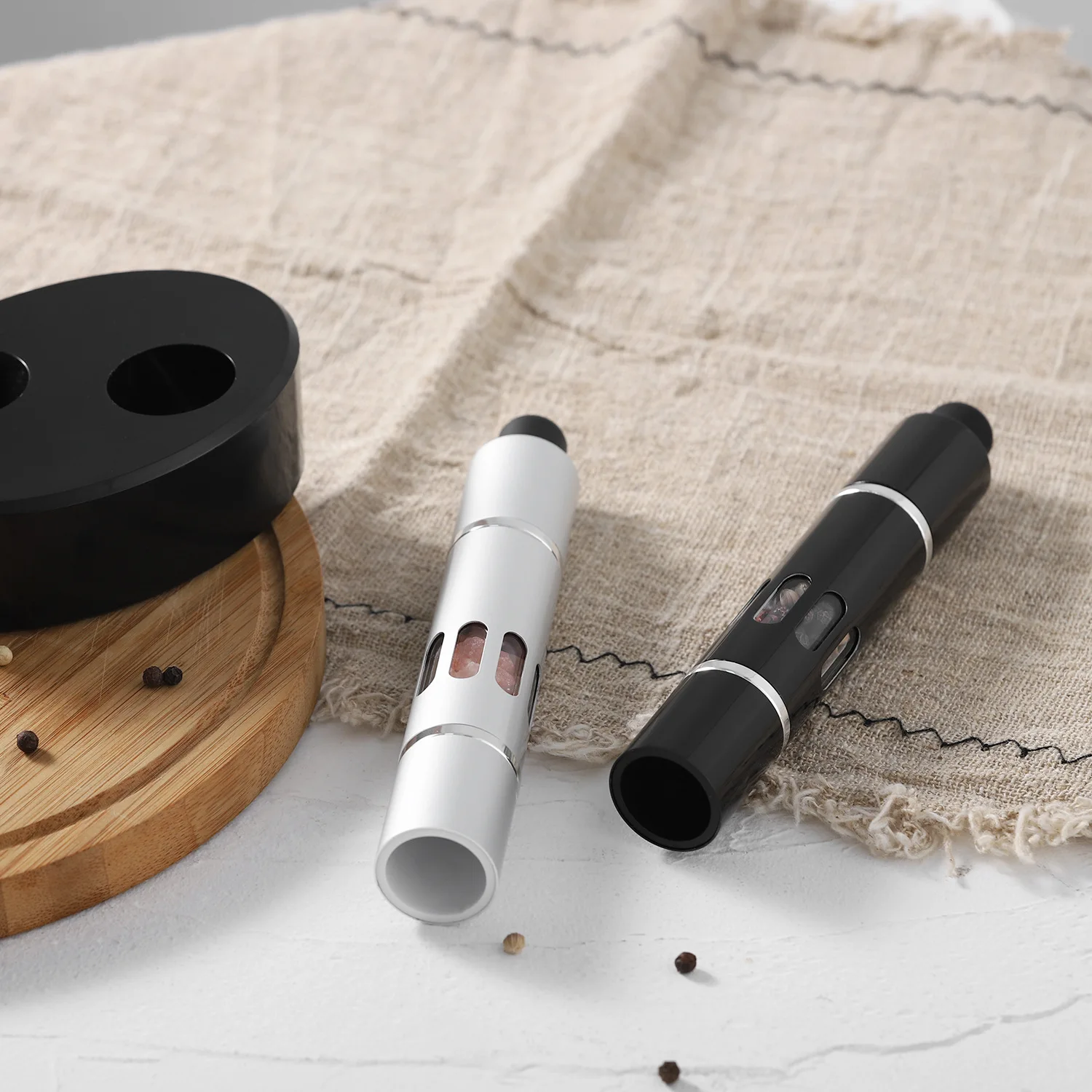 Practical Thumb Push Button Pepper Grinder Aluminum Alloy Tool Salt Sea Press Spices External Grinding Spring Steel Mill