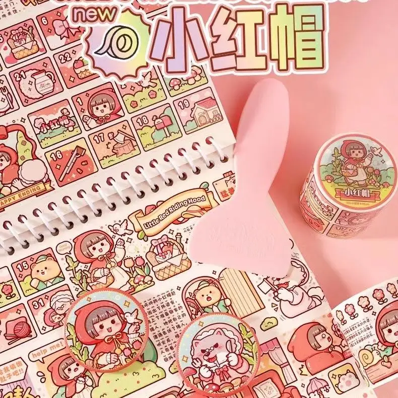 new Small mochi hand account tape whole roll set girl cartoon cute character hand account material meat ball wind diy sticker