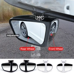 2Pcs Car Blind Spot Rear View Mirror 360° Rotation Adjustable Auxiliary Rearview Mirrors Auto Rear View Parking Safety Driving