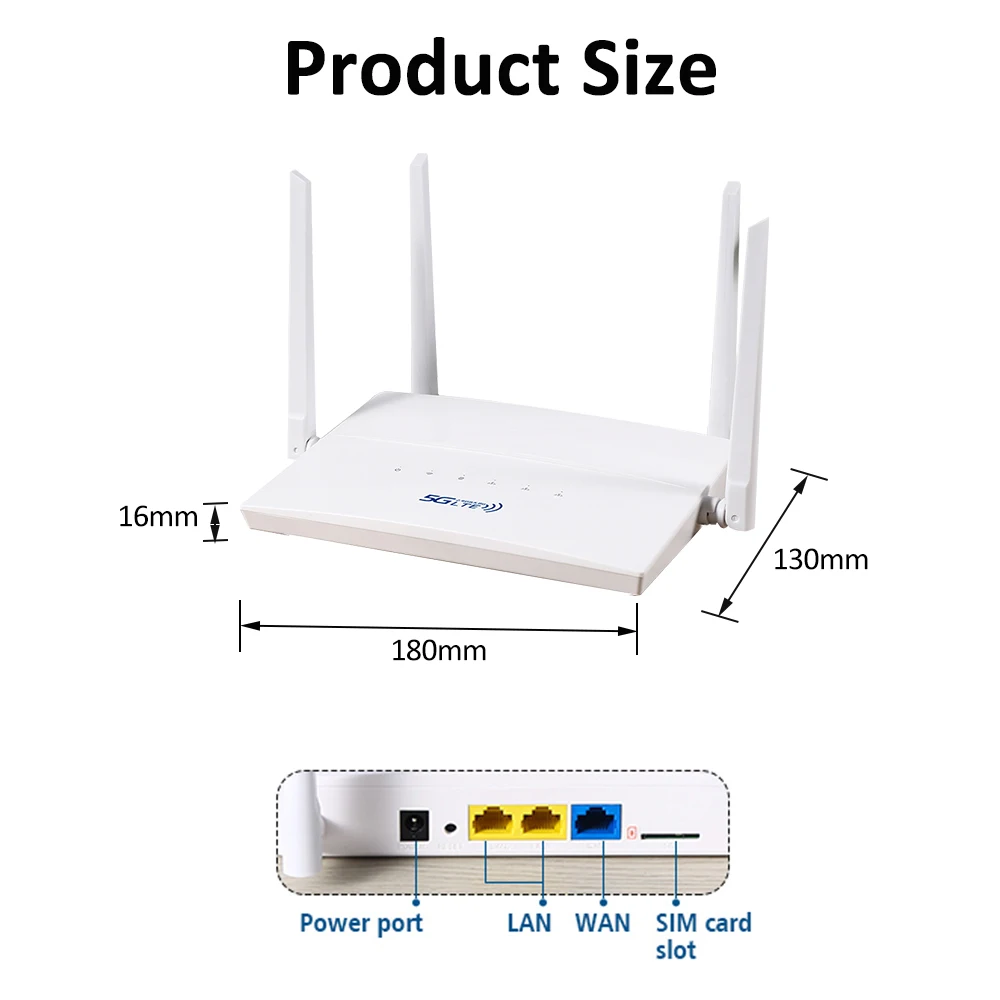 Benton مقفلة WIFI5 4G SIM راوتر ثنائي النطاق WiFi 2.4G 5.8G AC1200Mbps VPN 4G راوتر مع فتحة بطاقة SIM WAN LAN 100Mbps
