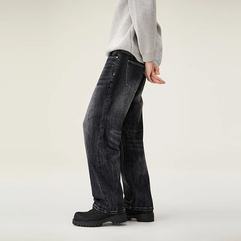 

American High Street Loose Wide Leg Jeans for Men Autumn Winter New Style Casual Brand Vintage Straight Leg Trousers