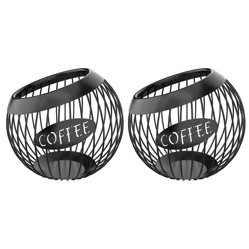 

2X Coffee Pod Holder, Large Capacity K Cup And Espresso Coffee Pod Organizer, Metal Coffee Capsule Storage Basket