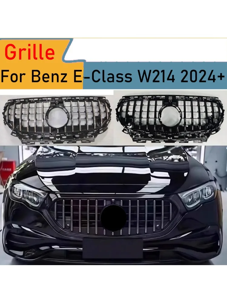 Voor Mercedes E-Klasse W214 S214 2024-2025 Voor Grill Radiator Grille Abs Gloss Black Chrome Trim bumper Mesh Panel Vervanging - afbeelding 2