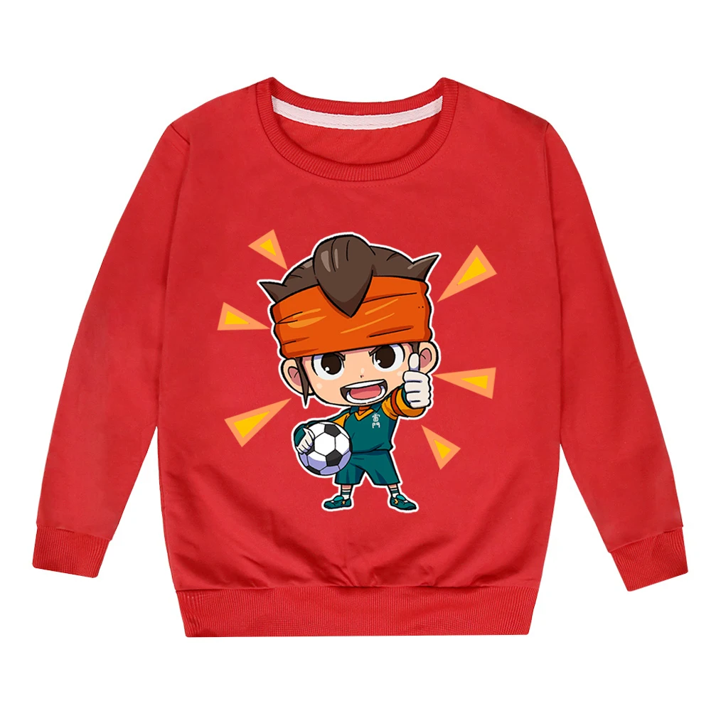 Inazuma Eleven Go Felpe con stampa per ragazzi e ragazze Vestiti Simpatico cartone animato Pullover Felpa a maniche lunghe Girocollo per bambini Top casual