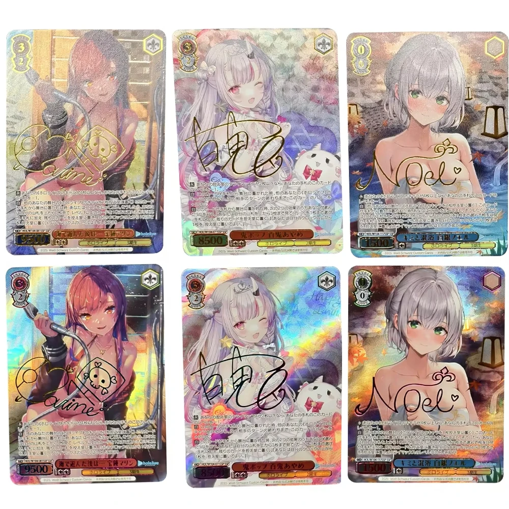 بطاقة مجموعة Hololive Weiss Schwarz Anim Waifu من Houshou Marine Nakiri Ayame Shirogane Noel بطاقة توقيع فلاش محكم هدية