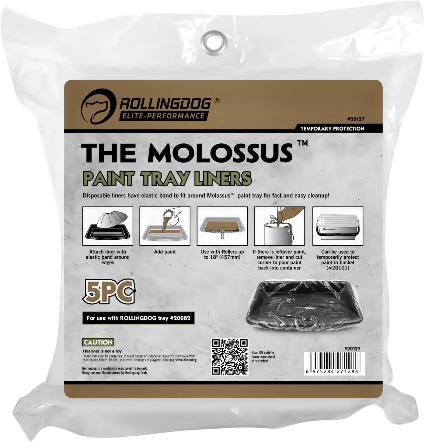 

18 Inch Disposable Paint Tray Liners for Large Roller Kits, Pack of 5