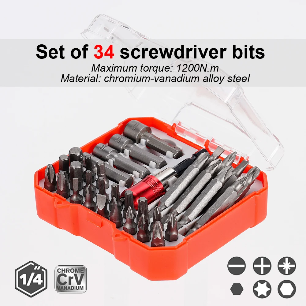 34Pcs/set Electric Screwdriver Driver Bits Precision Multifunctional Steel Screw Set Home Phone Computer Watch Repair Tool