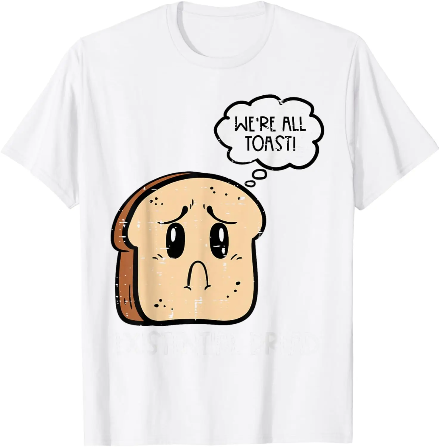Asia Size S-5XL  Bread Funny Toast Pun Graphic Men's Casual Cotton T-Shirt Short Sleeve Crewneck Tee
