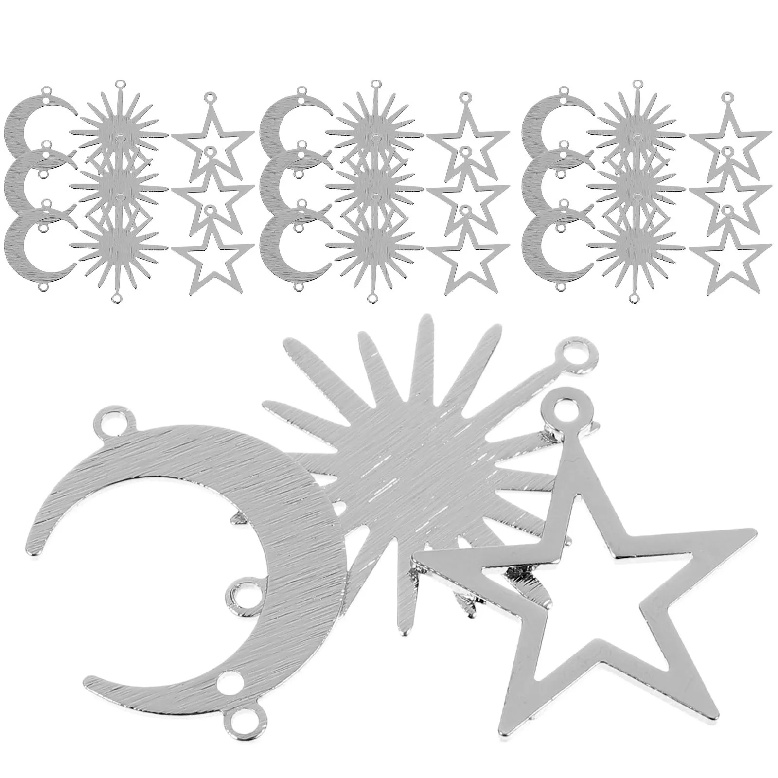30Pcs Durable Alloy Charms DIY Jewelry Making Moon Star Sun Geometric Pendants Necklace Bracelet Craft Accessories