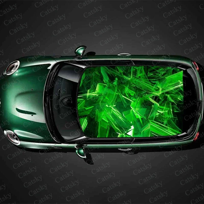 Abstract Green Nature Car Roof Sticker Decoration Film SUV Decal Hood Vinyl Decals Graphic Wrap Vehicle Protect Accessories Gift